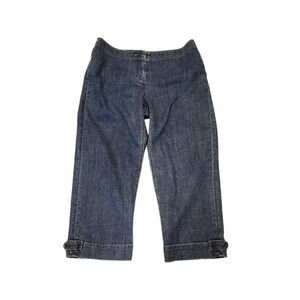 Cabi Jeans Capri Crop Button Cuffs Mid Rise Dark Wash Jeans 6